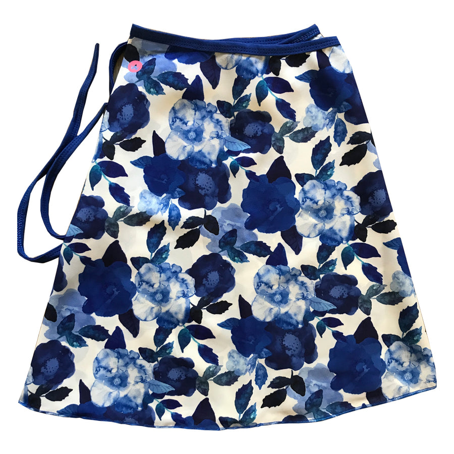 Blue flowers pattern Eden, wrap ballet skirt